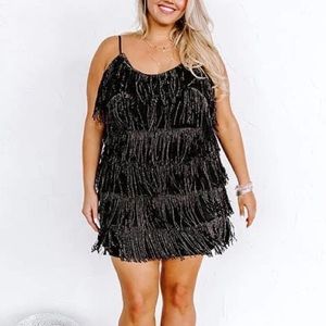 NWT black fringe dress - 3x!!!!!